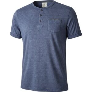Artistry In Motion Mens Marl Slub Henley Shirt Navy Blue XL AK031-T118